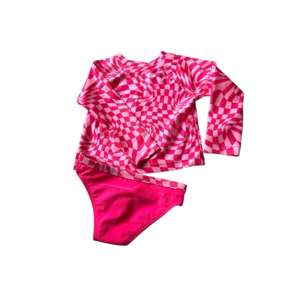 Pink Chevron Rashguard Swim Set - Picture 2 of 12